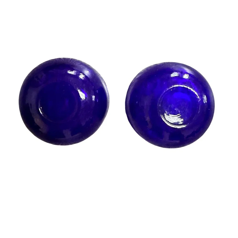 Vintage Cobalt Blue Glass Salt Cellars Pinch Bowls Set of 2 Round 2 Inch